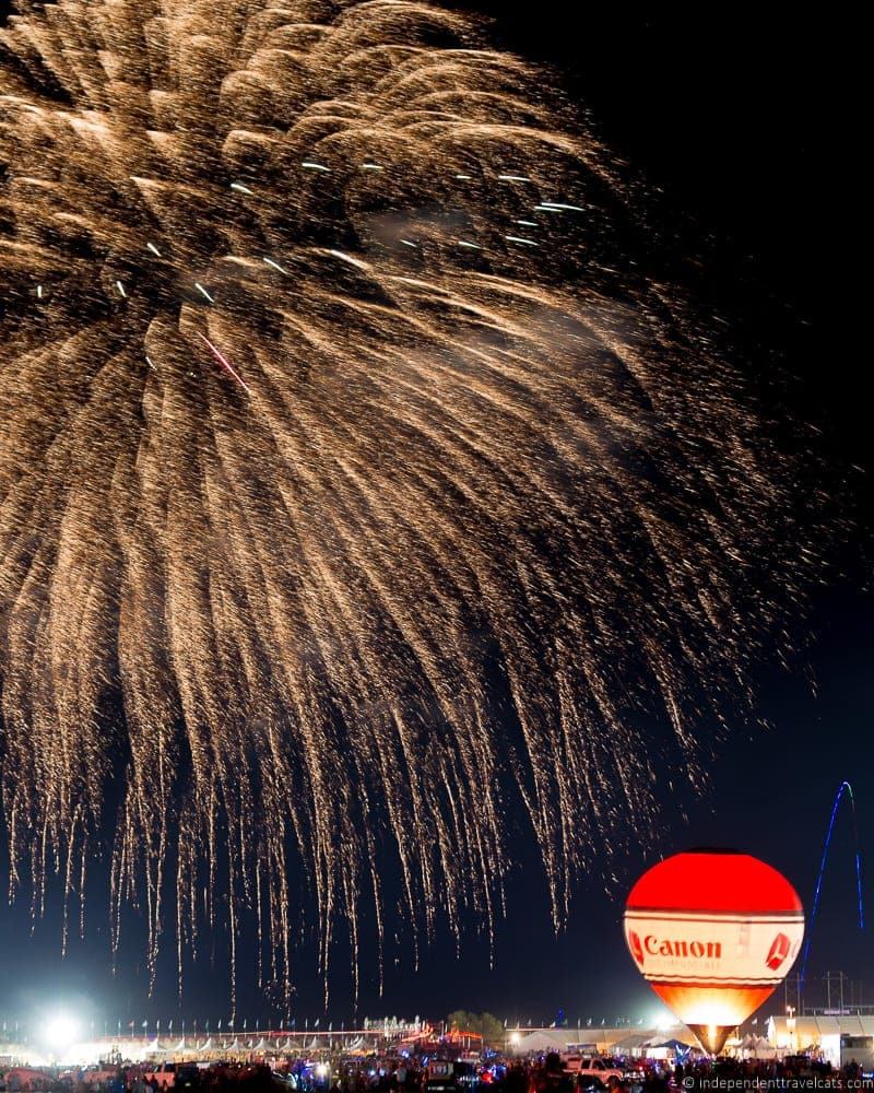 Albuquerque Balloon Fiesta evening flow fireworks Canon