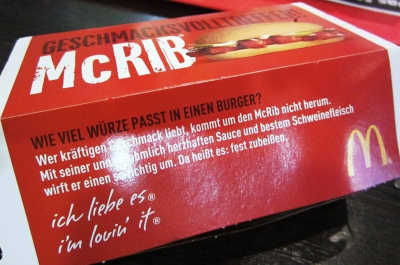 McDonald's McRib in Germany sandwich