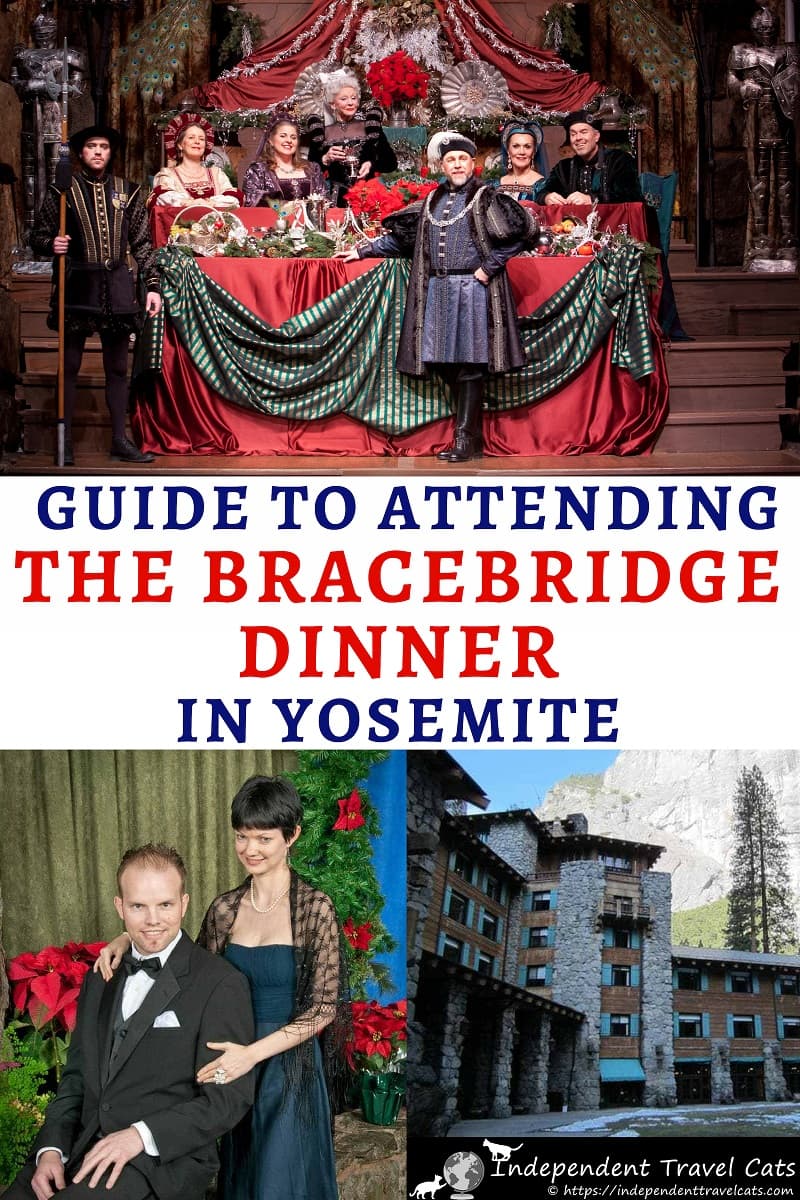 A detailed guide to attending the Bracebridge Dinner at Yosemite National Park in California during December. The Bracebridge Dinner at The Ahwahnee is a long-held Christmas tradition at Yosemite National Park. Each December. This 4-hour Yuletide celebration is a dazzling whirl of singing, acting, and pageantry which revolves around a 7-course feast. #BracebridgeDinner #YosemiteNationalPark #Yosemite #TheAhwahnee #Christmas #Ahwahnee #Bracebridge #December #winter #California