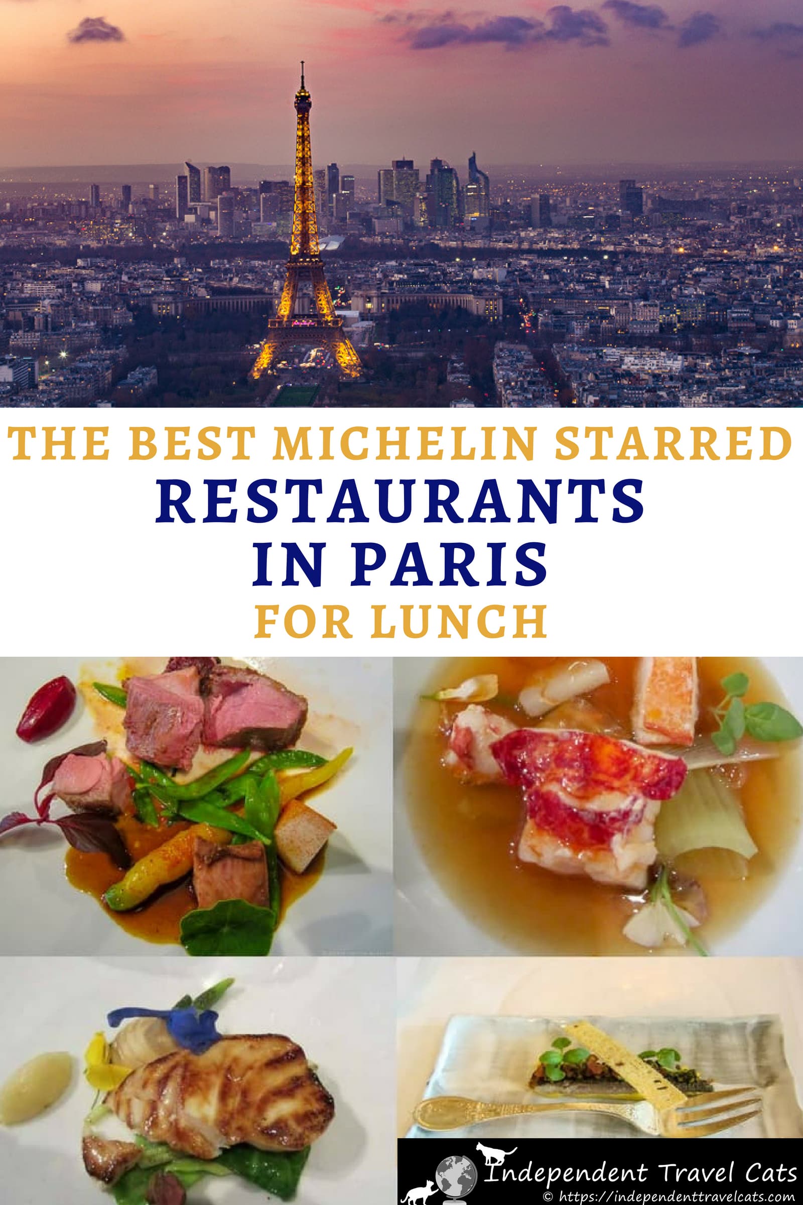 A guide to the best restaurants in Paris for lunch. Here is a list of 24 Michelin-starred restaurants in Paris you might want to consider for a lunch splurge during a visit. We have chosen Michelin starred restaurants offering less expensive lunch menus (compared to the dinner menus) and that start at 35€ per person. We also share tips about how to make restaurant reservations in Paris and about dining in Paris. #Paris #Parisresturants #Parisdiningguide #finedining #foodguide #Michelin #France 