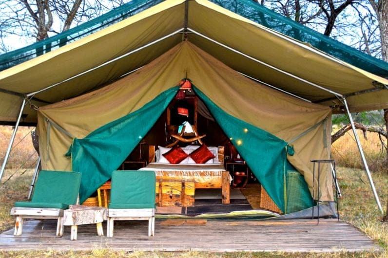 Bucket shower used by tourists on luxury mobile tented safaris in