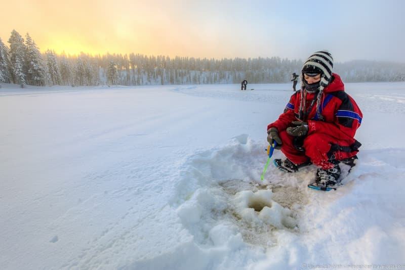 ice fishing visiting Finland in winter travel