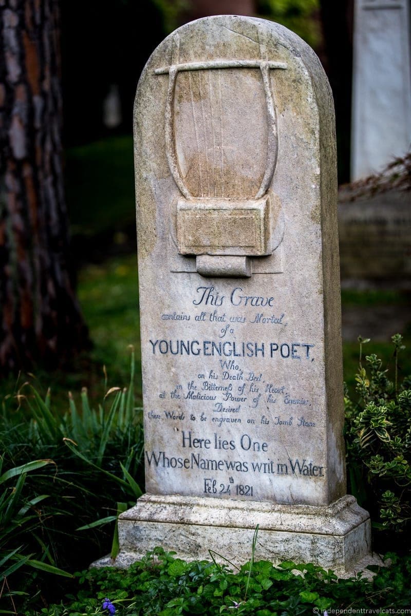 John Keats grave Non Catholic Cemetery Grand Tour in Rome Italy