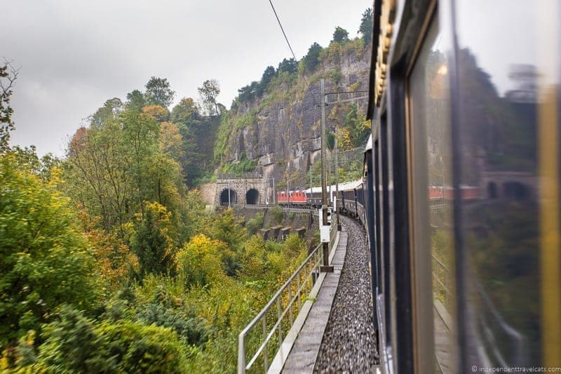 Orient Express Train passes through the Gothard Tunnel, Switzerland 