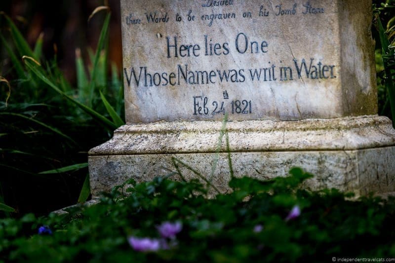 John Keats grave Non Catholic Cemetery Grand Tour in Rome Italy