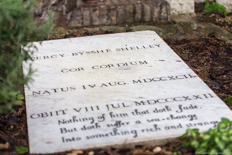 Percy Bysshe Shelley grave Non Catholic Cemetery Grand Tour in Rome Italy 