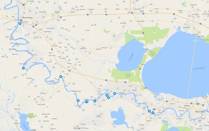 louisiana river road route map