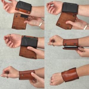 wrist wallet bracelet leather jewelry gift for traveler