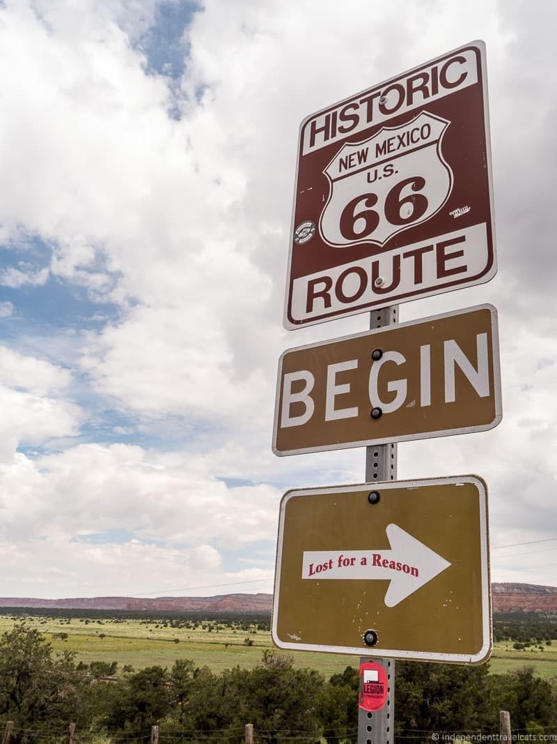 sign Route 66 in Albuquerque New Mexico highlights