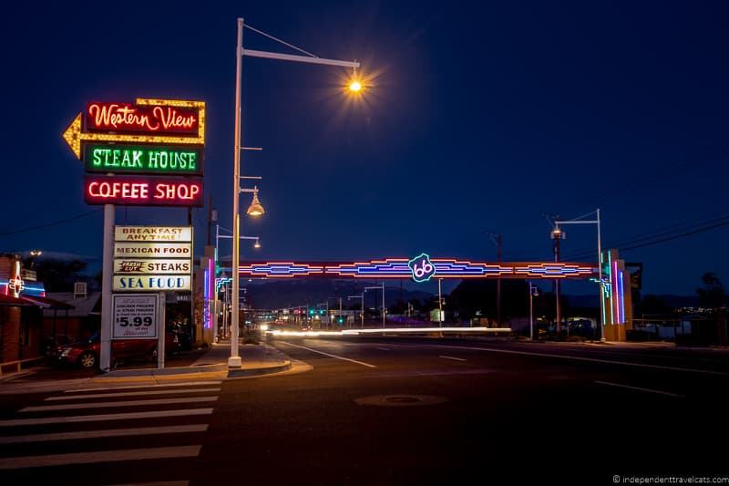 neon highway sign Route 66 in Albuquerque New Mexico attractions