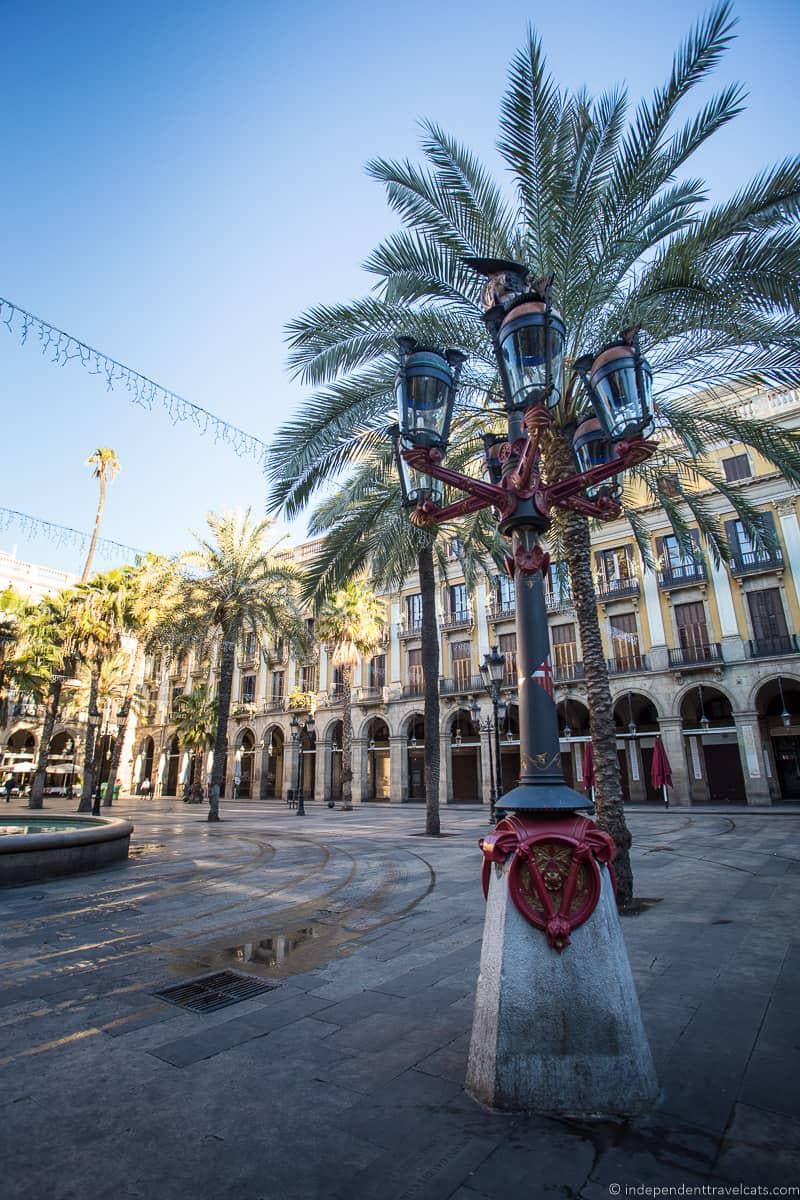 lamp posts guide to Gaudí sites in Barcelona Spain