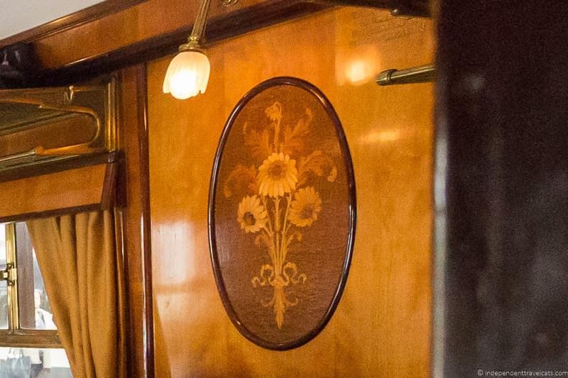 British Pullman train Phoenix train car carriage flower marquetry