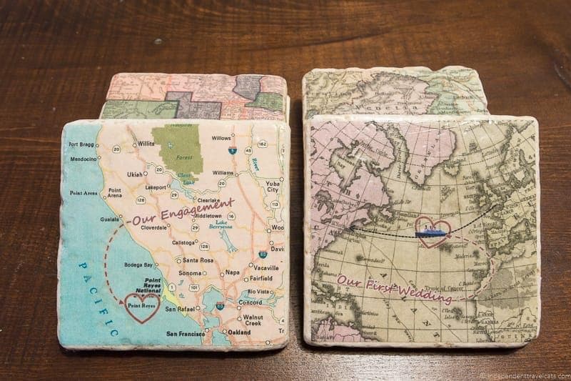 personalized map coasters Travel Home Decor Handmade Travel Themed Home Decorations