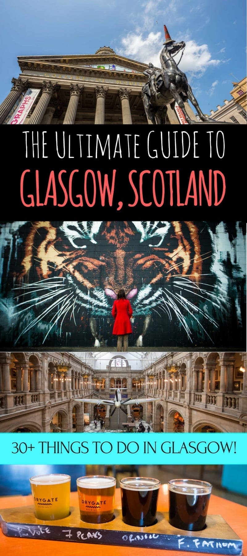 A guide to visiting Glasgow Scotland, Scotland's largest city. Our guide will help you decide how to get around, things to do in Glasgow, where to eat, where to drink, and how to make the most of your time in Glasgow!