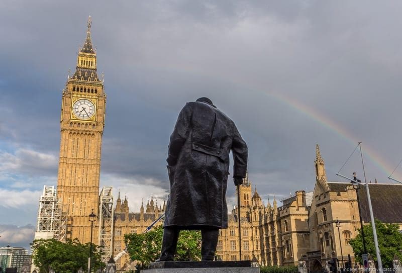Churchill statue Parliament Square top Winston Churchill sites in England