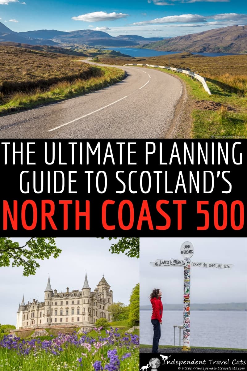 We've put together a comprehensive North Coast 500 guide to help you plan the perfect North Coast 500 road trip in Scotland. We'll explain the North Coast 500 route, what you can expect to see, the best time of year to plan a road trip, how many days you need to drive the NC500, suggestions on where to stay and eat along the route, what to pack, and tons of other tips and advice on driving the North Coast 500. #NorthCoast500 #NC500 #Scotland #roadtrip #Scotlandroadtrip #ScottishHighlands