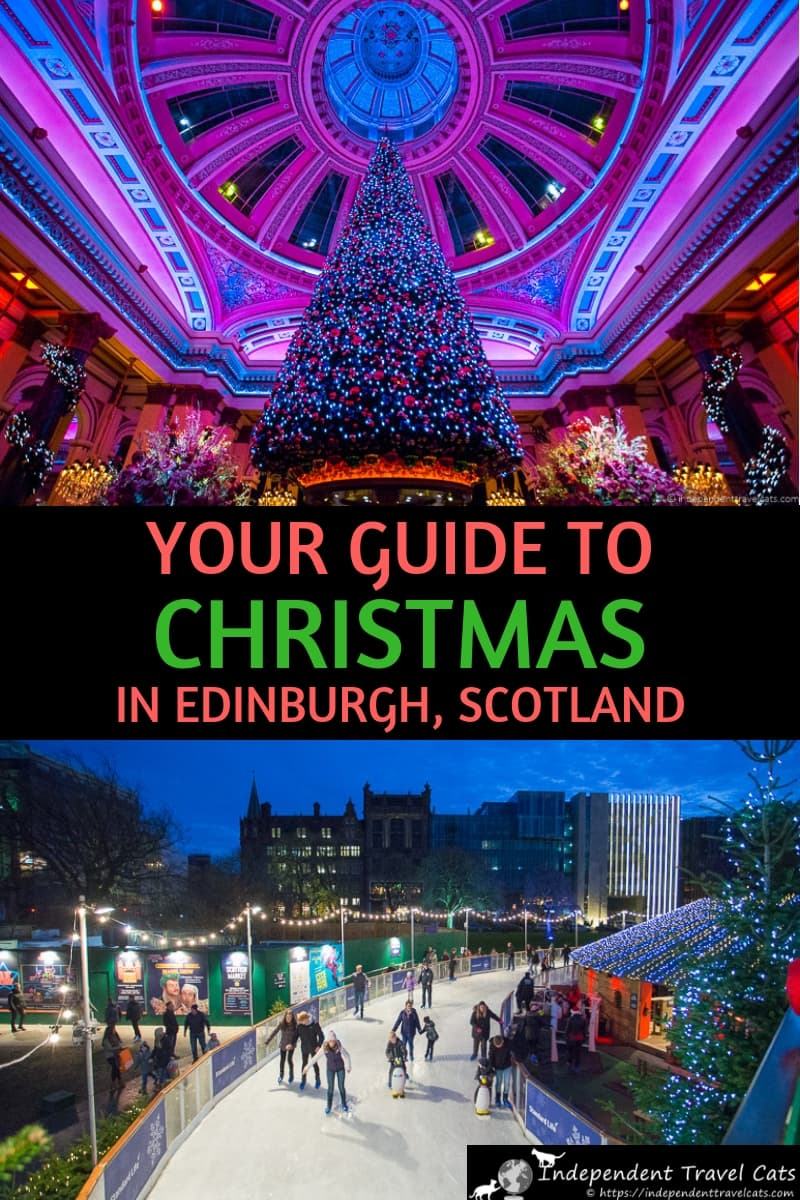 A guide to Christmas in Edinburgh Scotland from two people who live here. Our 15 favorite ways to spend Christmas in Edinburgh. We provide a helpful list of things to do in Edinburgh during December with a focus on holiday and Christmas events, such as Christmas markets, light trails, ice skating, shopping, concerts, church services, Santa visits, and more! #Edinburgh #EdinburghChristmas