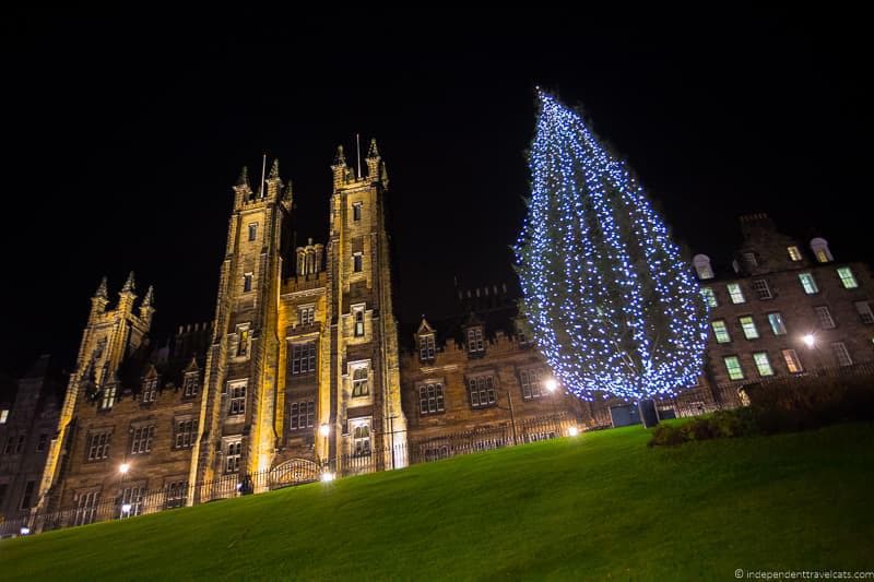 Christmas tree in Edinburgh Scotland December holidays