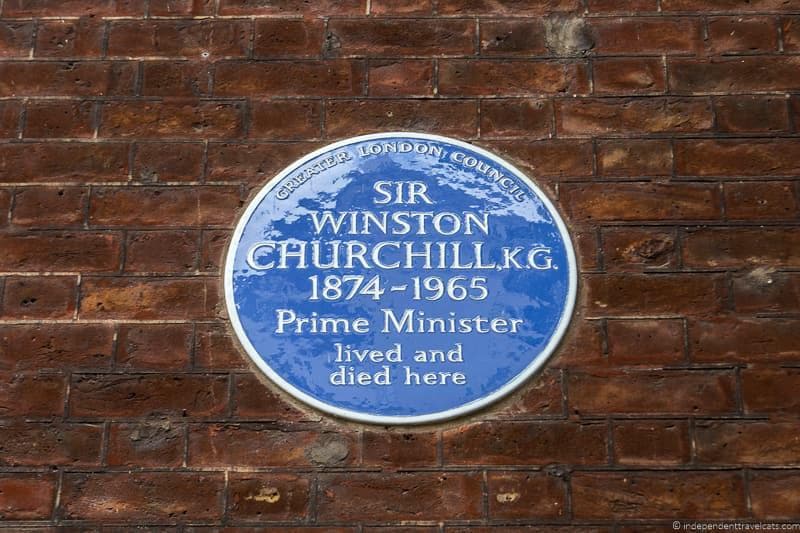 blue plaque Winston Churchill in London sites attractions England UK