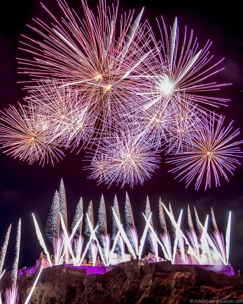 fireworks over castle Hogmanay in Edinburgh Scotland