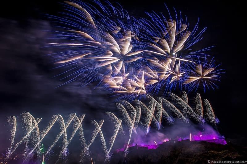 fireworks over castle Hogmanay in Edinburgh Scotland