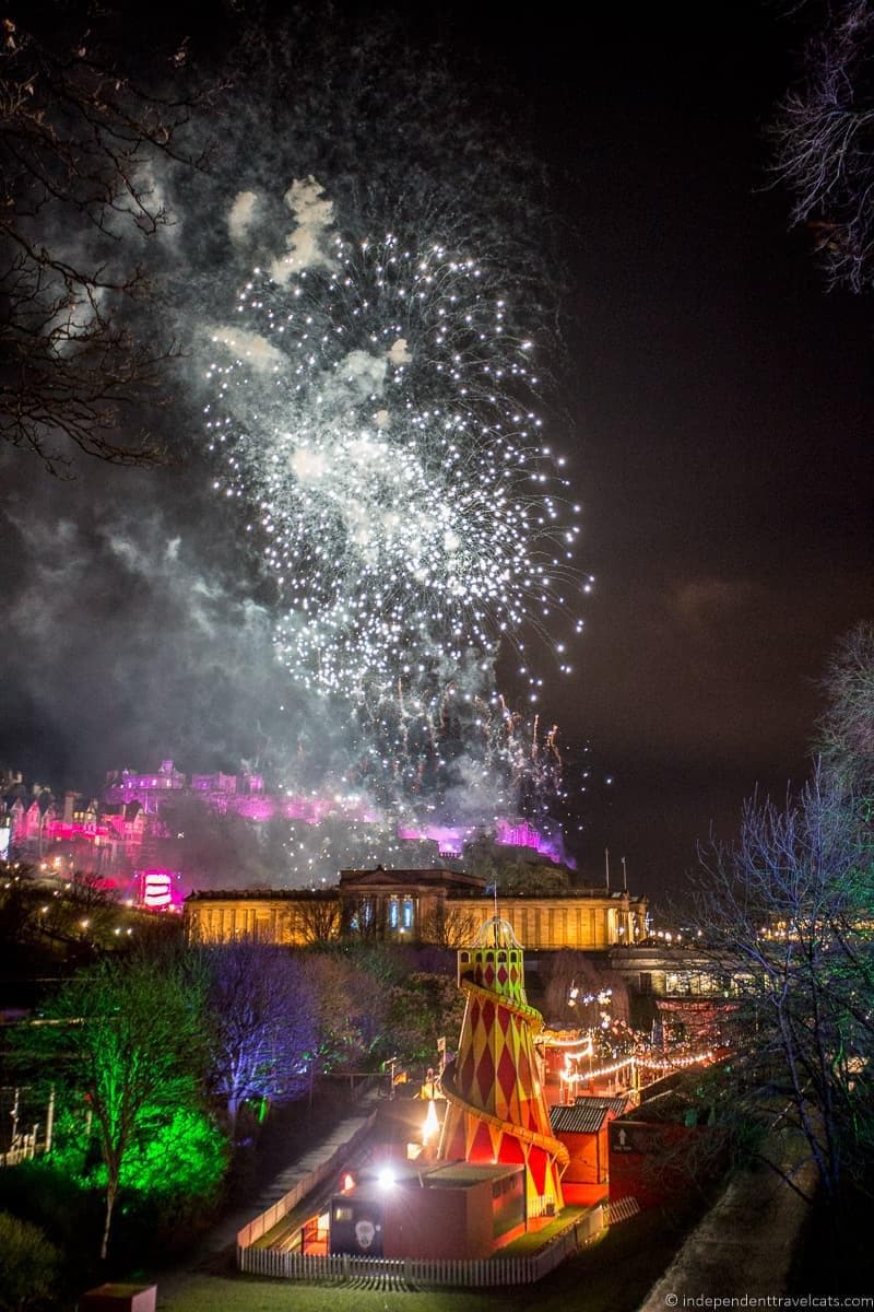 fireworks Hogmanay in Edinburgh Scotland