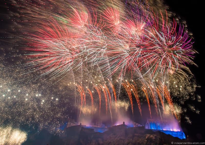 fireworks over castle Hogmanay in Edinburgh Scotland