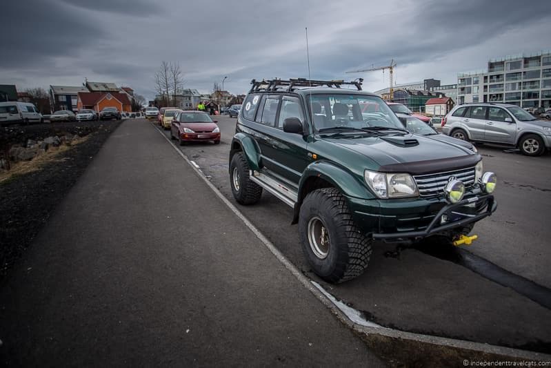 4 X 4 Jeep driving in Iceland in winter during winter months