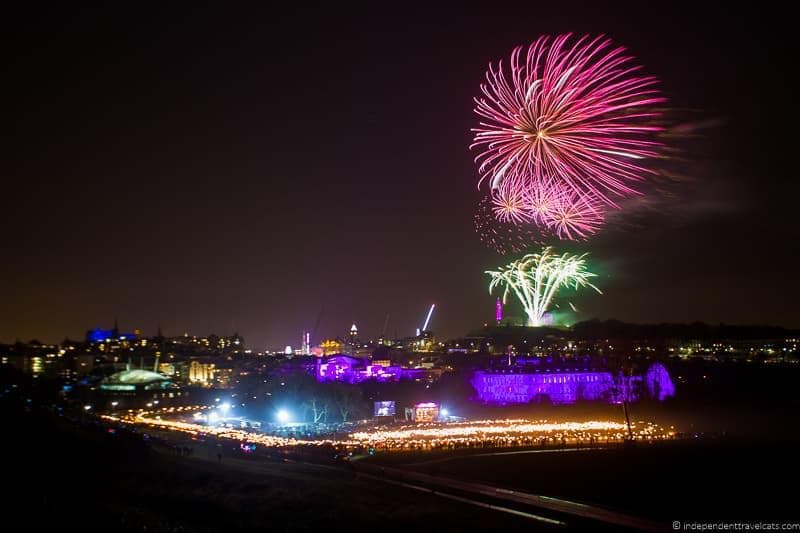 fireworks Hogmanay in Edinburgh Scotland