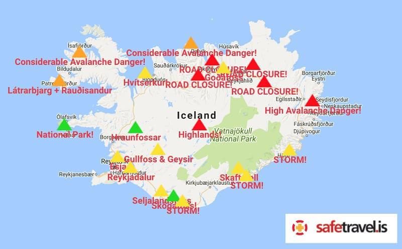 road conditions driving in Iceland in winter tips during winter months