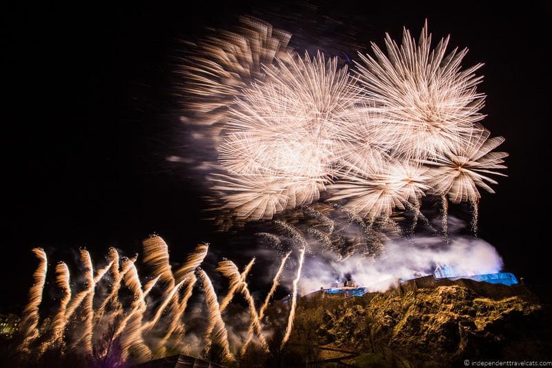 fireworks over castle Hogmanay in Edinburgh Scotland