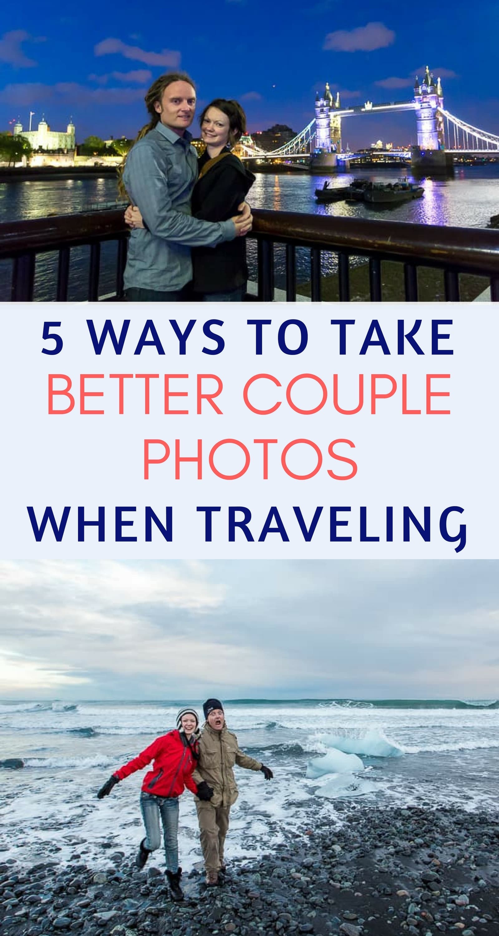 Our guide to taking great couple photos while traveling, sharing all the methods and strategies we have used. We cover everything from selfie sticks to tripods to hiring a professional photographer, and we discuss the pros and cons of each option. We then give tips and advice for getting the best travel couple photos while traveling no matter what method you choose. #travelphotography #couplephotos #couplestravel #romantictravel #photography