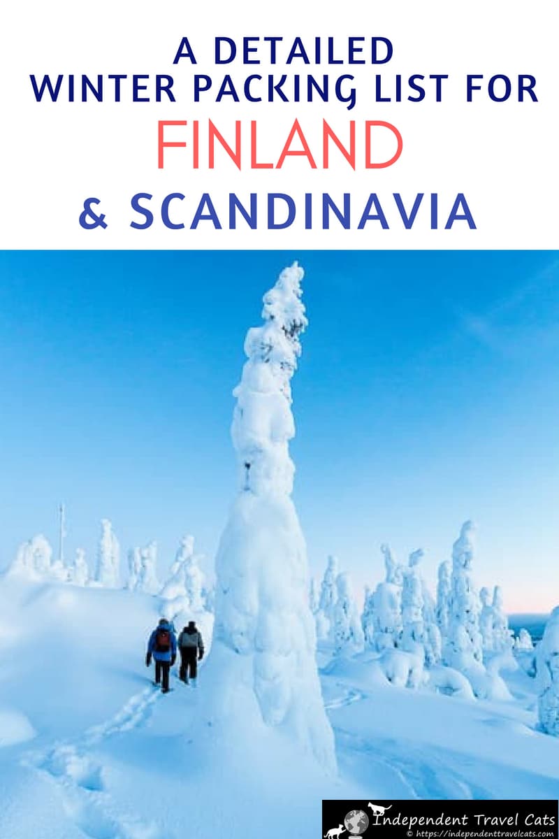 A Comprehensive Finland Packing List for winter - a complete guide to what to pack. Includes a printable packing checklist. Also works well for any cold weather destination including Scandinavia, Canada, Greenland, & Russia. #winterpackinglist #Finland #Finlandinwinter #wintertravel #Scandinavia #packinglist