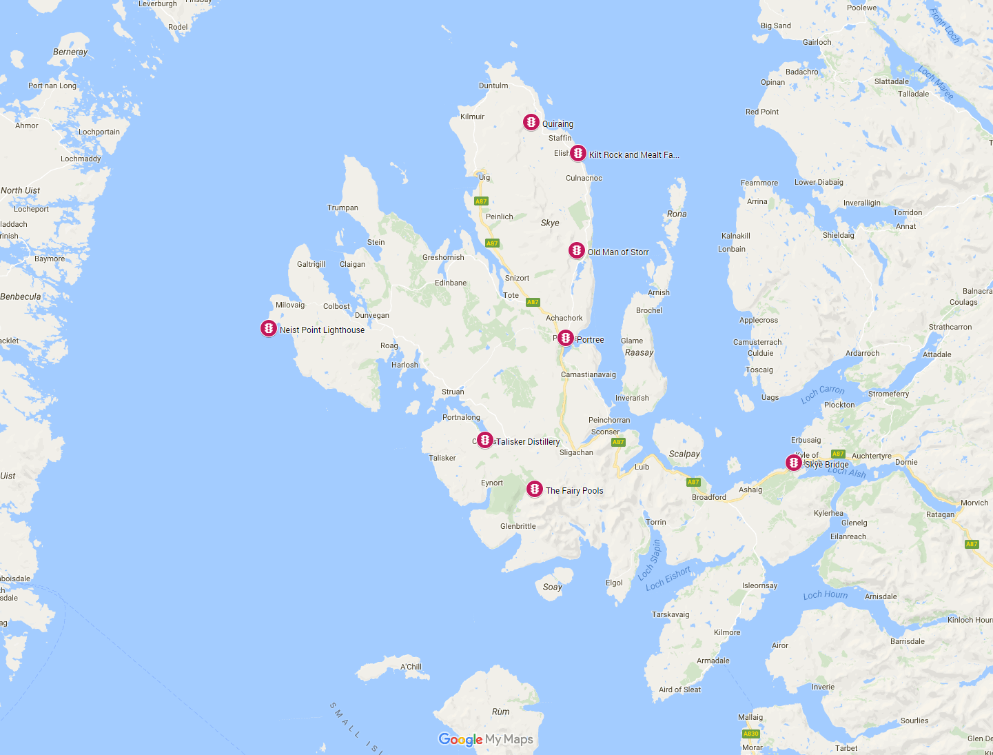 how to avoid crowds on the Isle of Skye map