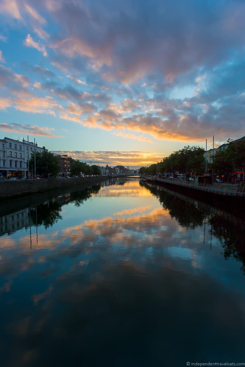 River Liffey sunset 3 days in Dublin itinerary Ireland