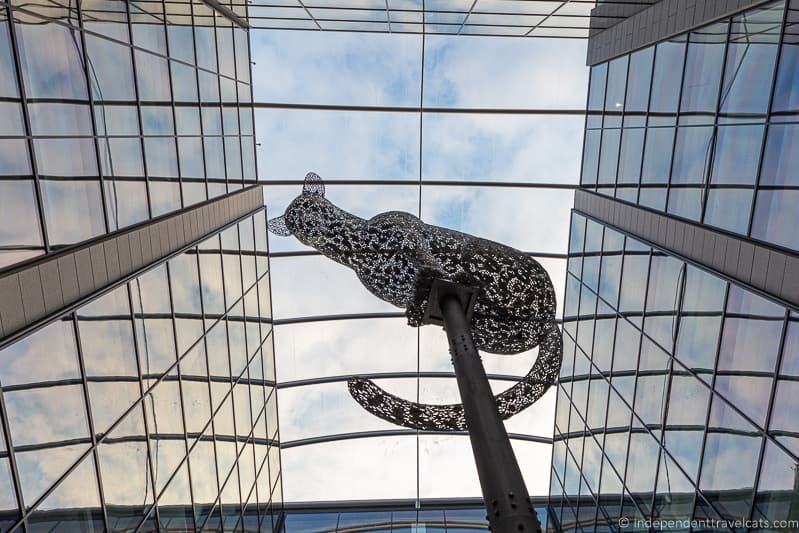 Poised leopard sculpture statue in Aberdeen Scotland