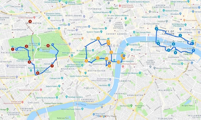 3 days in London map London itinerary