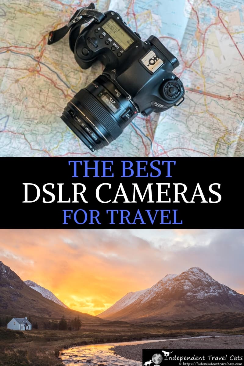 A guide to the best DSLR cameras for travel at every price point. We'll help you decide if a digital SLR camera is a good choice for you, provide advice on how to choose the best DSLR camera, and share a list of the best DSLR cameras currently available for any budget. We also give some tips on how to make the most of your new DSLR camera. #travelcamera #travelphotography #travel #DSLRcamera #SLRcameras #photography #DSLR #cameras