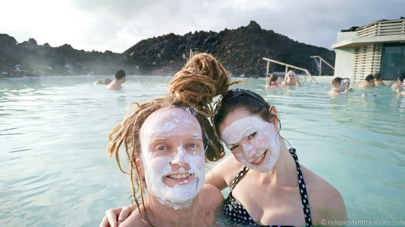 couple with silica mud face masks Blue Lagoon comprehensive guide to visiting the Blue Lagoon in Iceland Blue Lagoon tips and advice