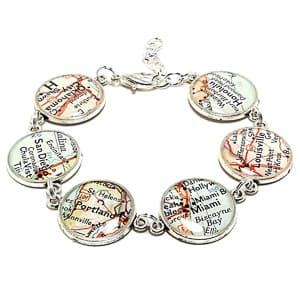 custom map bracelet travel jewelry jewelry for travelers travel themed jewelry jewellery for travellers