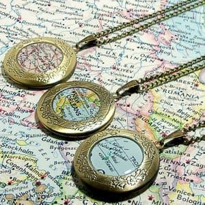 custom map locket travel jewelry jewelry for travelers travel themed jewelry jewellery for travellers