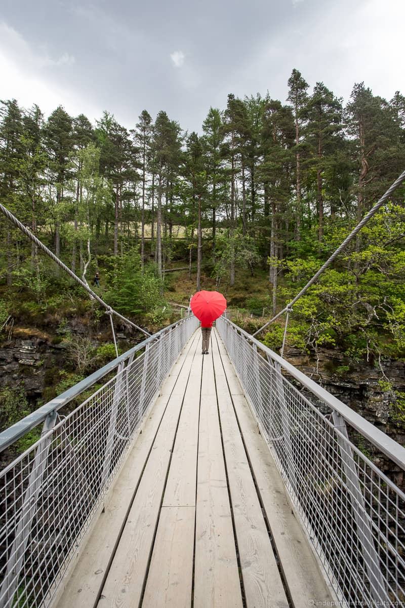 Corrieshalloch Gorge suspension bridge North Coast 500 itinerary Scotland