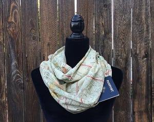 Printed Map Scarf-world Map Silk Scarf-travel Map Scarf-silk 