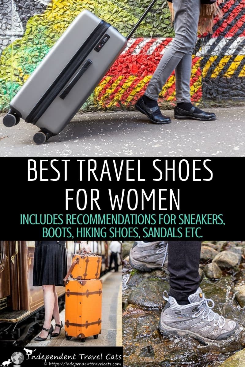 A comprehensive guide to finding the best travel shoes for women. Travel shoes are important and we recommend shoes suitable for all budgets, travel styles, & trips so you can find the perfect shoes for traveling. Our travel shoe guide includes recommendations for best all-round travel shoes for women, sneakers, mary janes, boots, hiking shoes, snow boots, sandals, dress shoes & more! #travelshoes #shoesfortravel #travelshoesforwomen #womensshoes #travelaccessories #travelfashion #travel #shoes