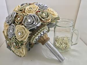 fabric flower wedding bouquet travel themed wedding destination wedding
