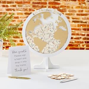 globe shadowbox guest book alternative travel themed wedding destination wedding