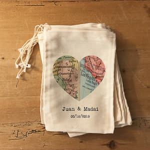 custom fabric wedding favor bag travel themed wedding destination wedding