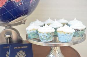 map cupcake wrappers travel themed wedding destination wedding