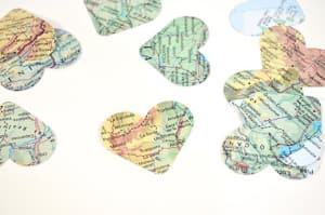 map confetti party travel themed wedding destination wedding