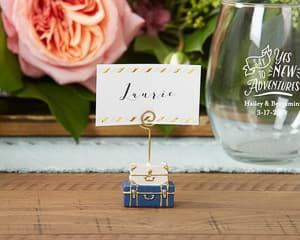 suitcase table place card holders travel themed wedding destination wedding